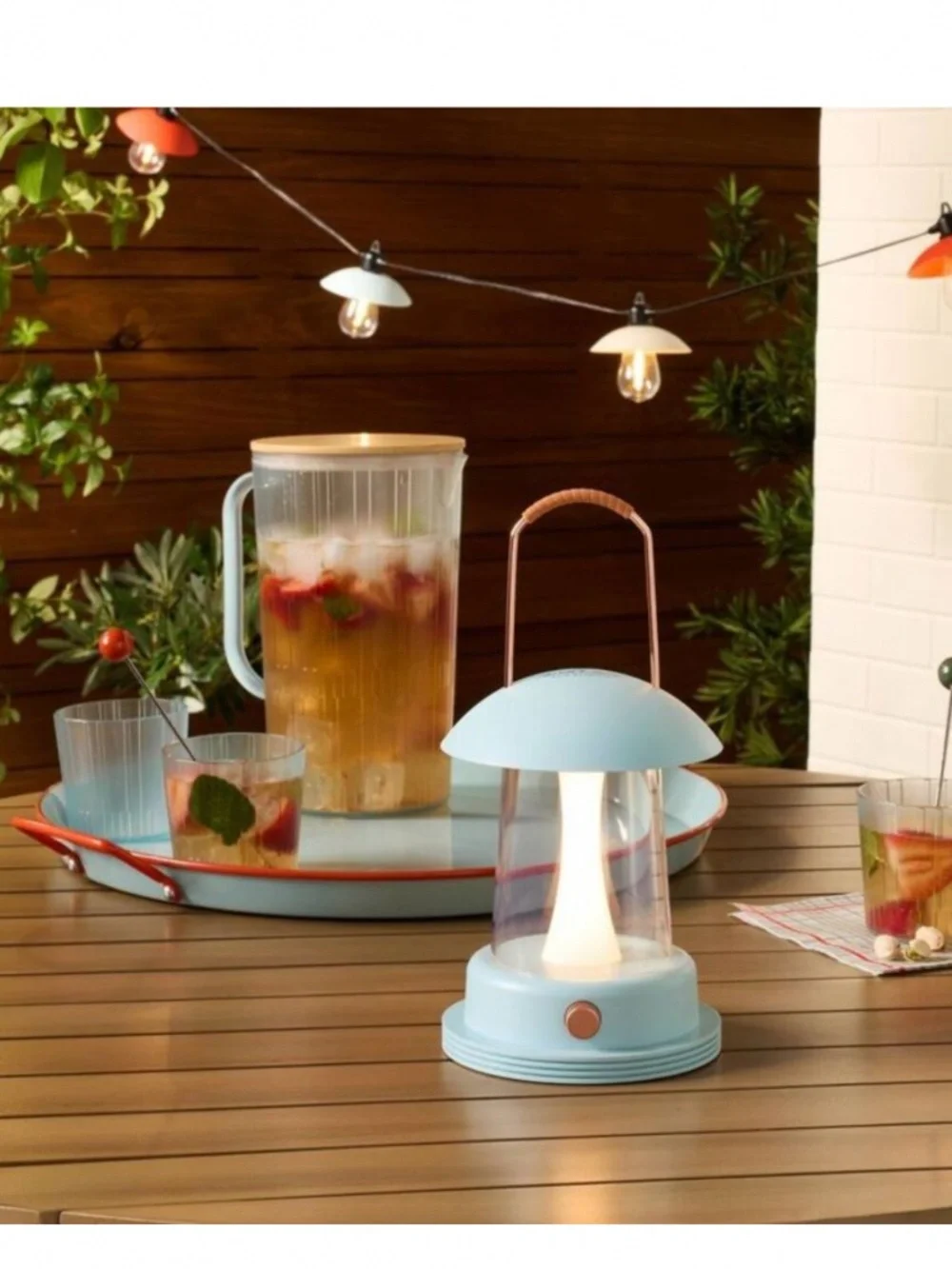 Portable LED Table Lantern Light Blue - Hearth & H Blue